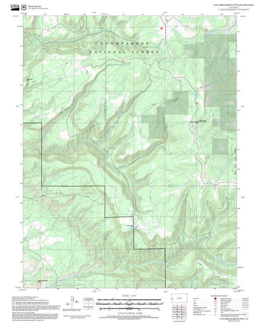 2025 Forest Service Topo Map of Uncompahgre Butte Colorado
