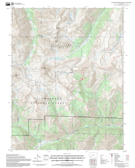 2025 Forest Service Topo Map of Uncompahgre Peak Colorado