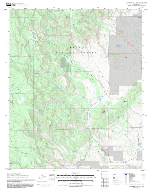 2025 Forest Service Topo Map of Underwood Lake New Mexico