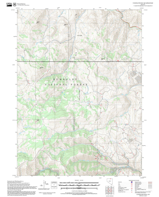 2025 Forest Service Topo Map of Ungina Wongo Nevada