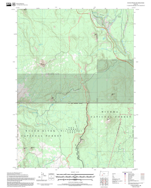 2025 Forest Service Topo Map of Union Peak Oregon