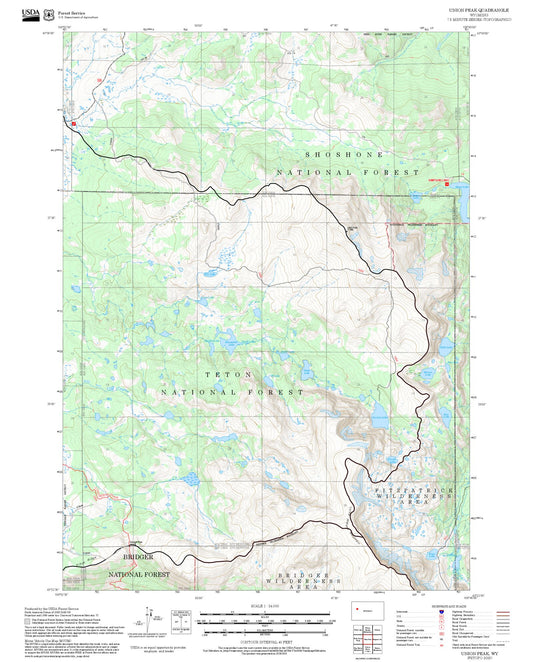 2025 Forest Service Topo Map of Union Peak Wyoming