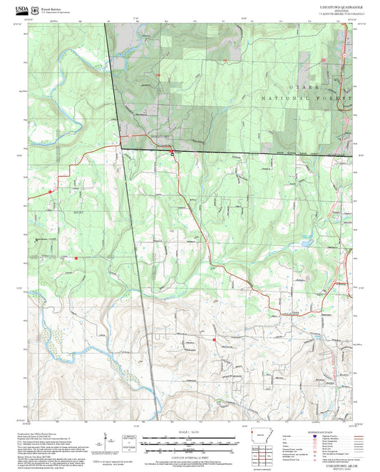 2025 Forest Service Topo Map of Uniontown Arkansas