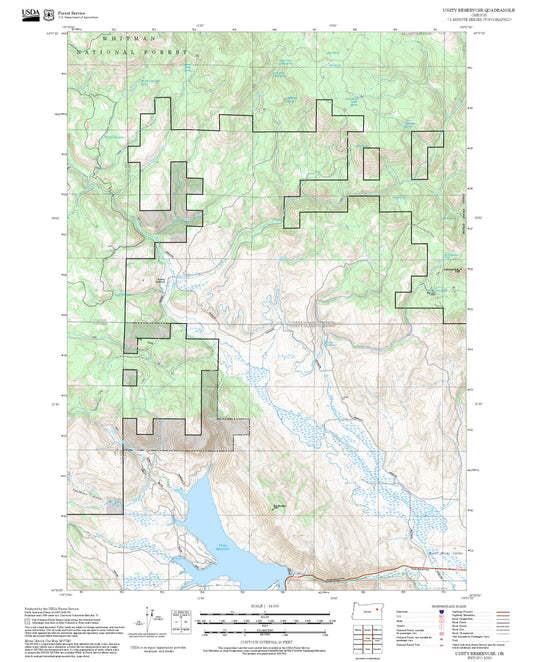 2025 Forest Service Topo Map of Unity Reservoir Oregon