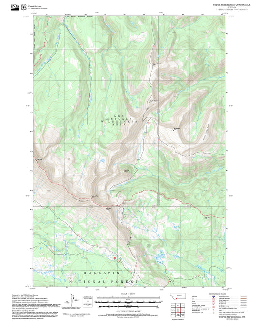 2025 Forest Service Topo Map of Upper Tepee Basin Montana