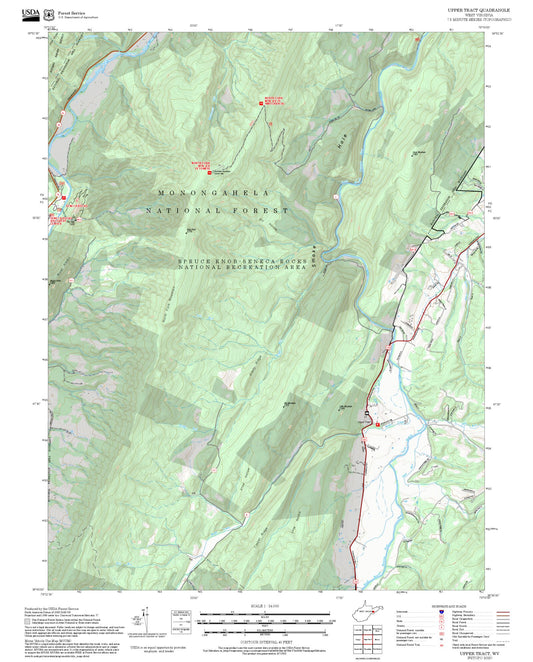 2025 Forest Service Topo Map of Upper Tract West Virginia