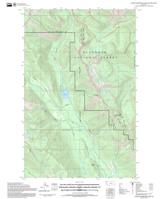 2025 Forest Service Topo Map of Upper Whitefish Lake Montana