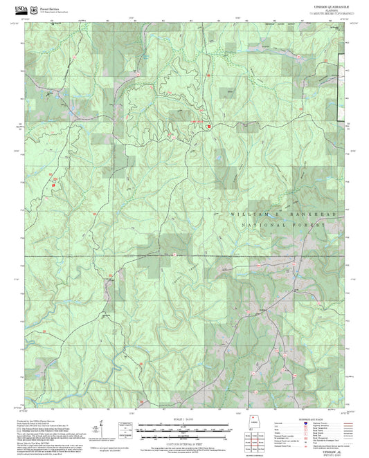 2025 Forest Service Topo Map of Upshaw Alabama