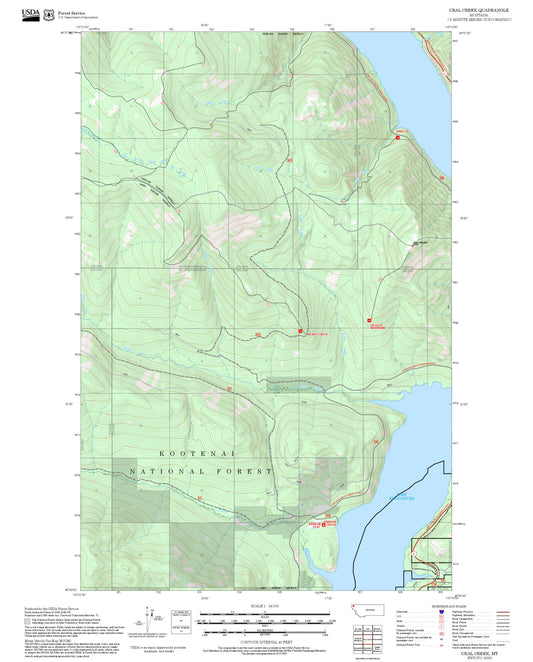 2025 Forest Service Topo Map of Ural Creek Montana