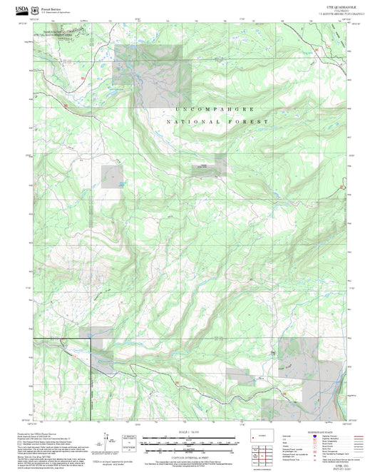 2025 Forest Service Topo Map of Ute Colorado