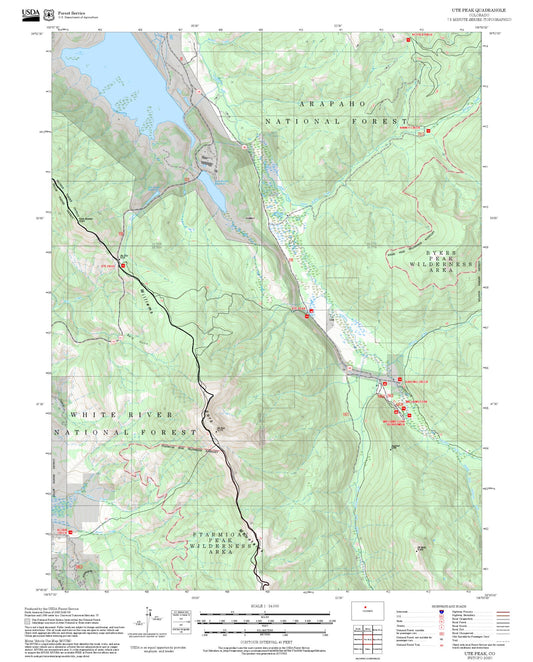 2025 Forest Service Topo Map of Ute Peak Colorado