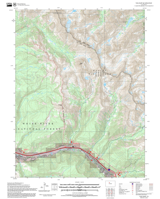 2025 Forest Service Topo Map of Vail East Colorado