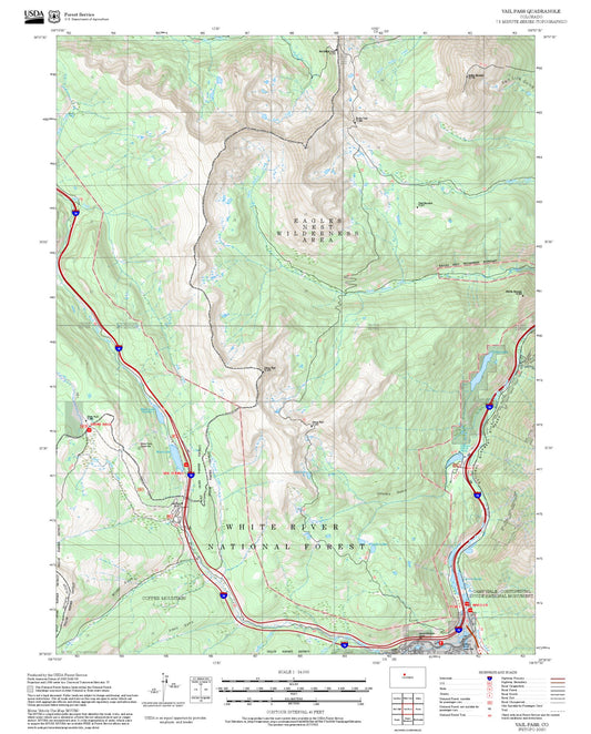 2025 Forest Service Topo Map of Vail Pass Colorado