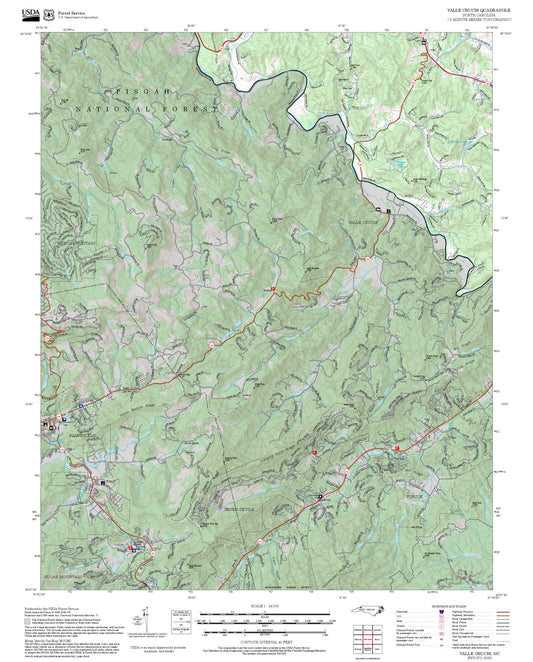 2025 Forest Service Topo Map of Valle Crucis North Carolina