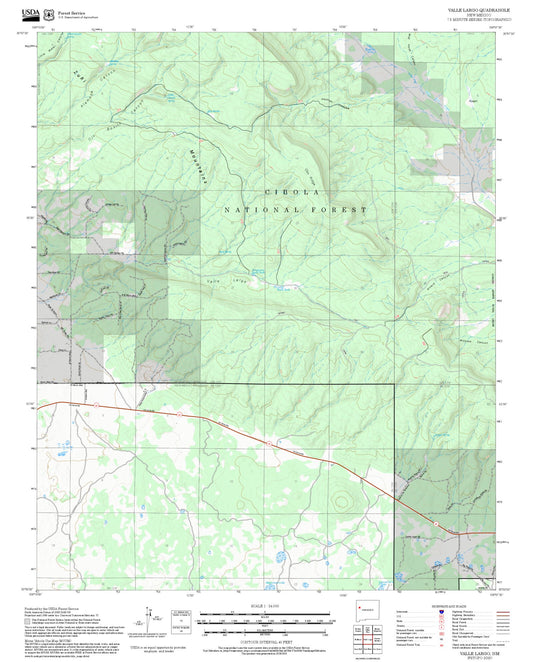 2025 Forest Service Topo Map of Valle Largo New Mexico