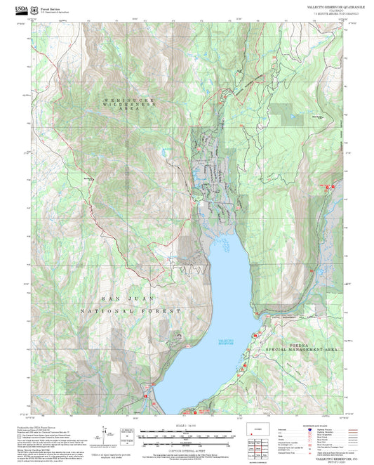 2025 Forest Service Topo Map of Vallecito Reservoir Colorado