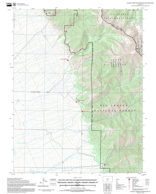 2025 Forest Service Topo Map of Valley View Hot Springs Colorado