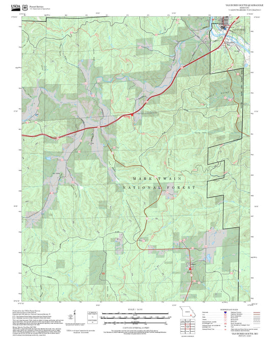 2025 Forest Service Topo Map of Van Buren South Missouri