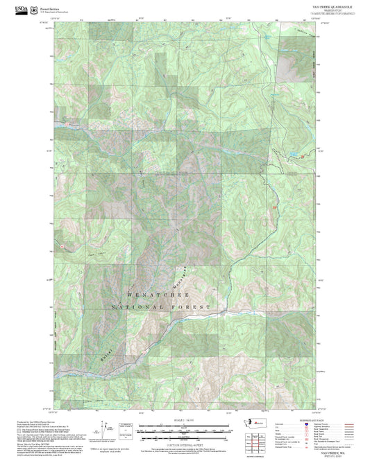 2025 Forest Service Topo Map of Van Creek Washington