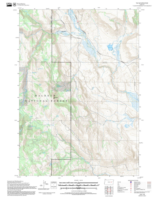 2025 Forest Service Topo Map of Van Oregon