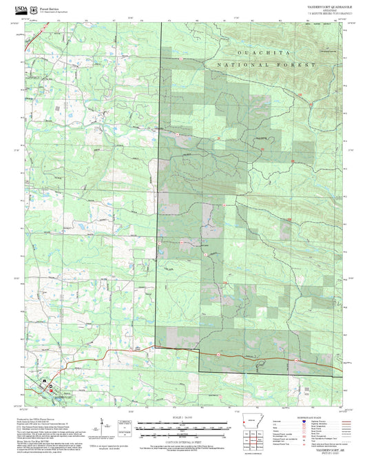 2025 Forest Service Topo Map of Vandervoort Arkansas