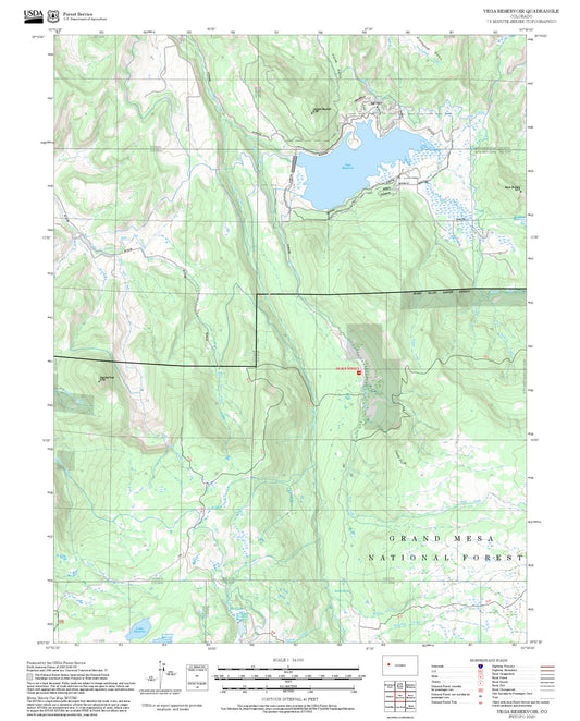 2025 Forest Service Topo Map of Vega Reservoir Colorado