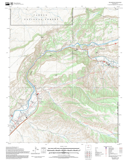 2025 Forest Service Topo Map of Velarde New Mexico