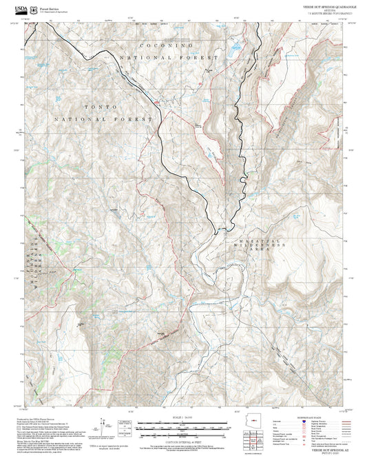 2025 Forest Service Topo Map of Verde Hot Springs Arizona