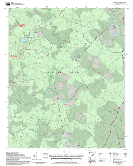 2025 Forest Service Topo Map of Verdery South Carolina