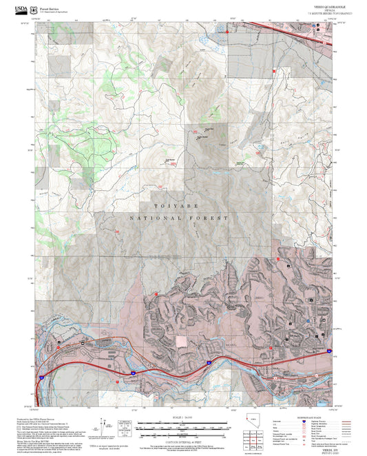2025 Forest Service Topo Map of Verdi Nevada