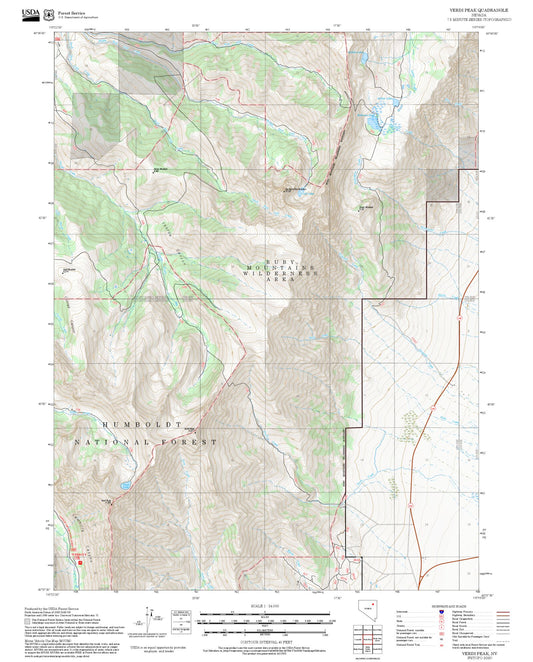 2025 Forest Service Topo Map of Verdi Peak Nevada