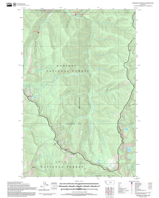 2025 Forest Service Topo Map of Vermilion Peak Montana
