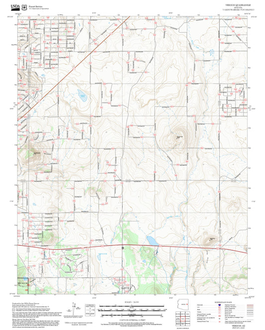 2025 Forest Service Topo Map of Vernon Arizona