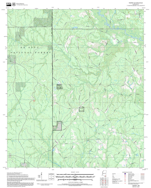 2025 Forest Service Topo Map of Vestry Mississippi