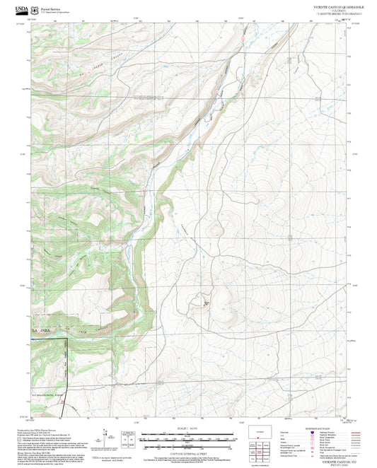 2025 Forest Service Topo Map of Vicente Canyon Colorado