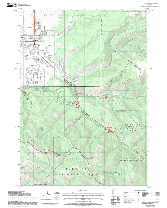 2025 Forest Service Topo Map of Victor Idaho