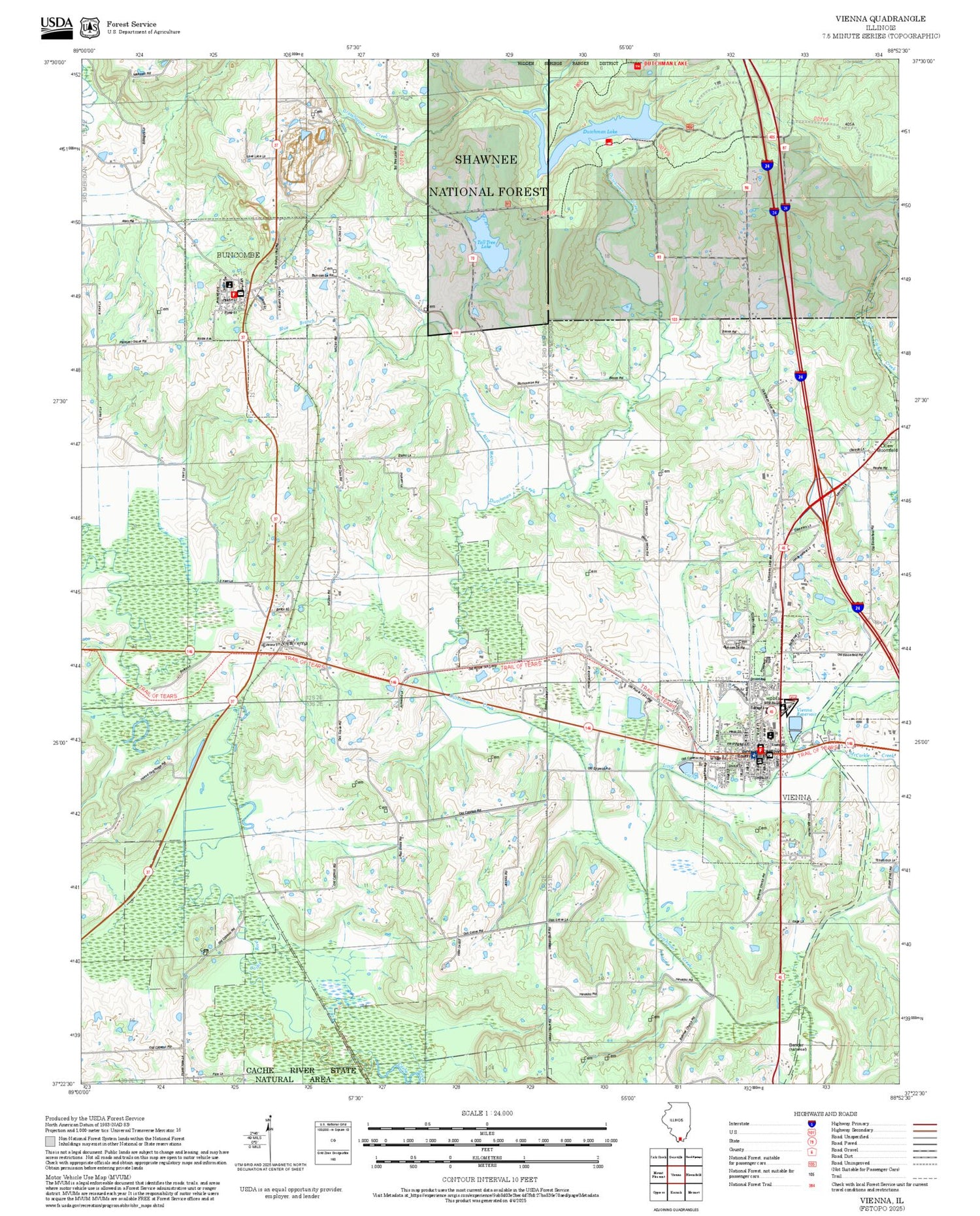 2025 Forest Service Topo Map of Vienna Illinois