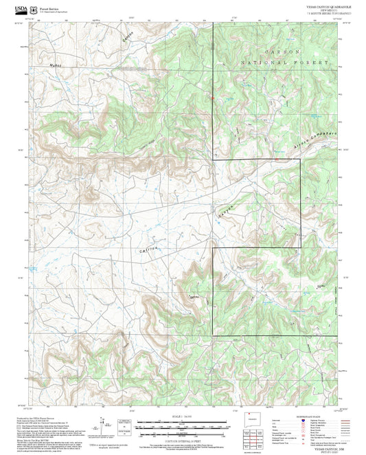 2025 Forest Service Topo Map of Vigas Canyon New Mexico