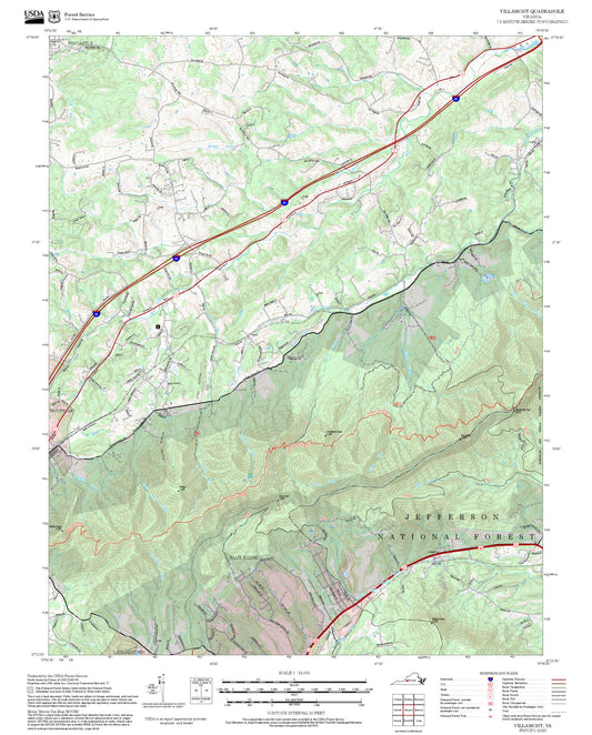 2025 Forest Service Topo Map of Villamont Virginia