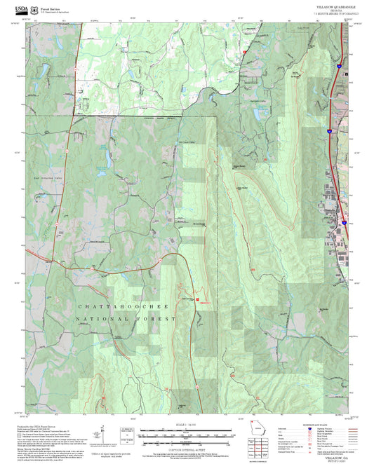2025 Forest Service Topo Map of Villanow Georgia