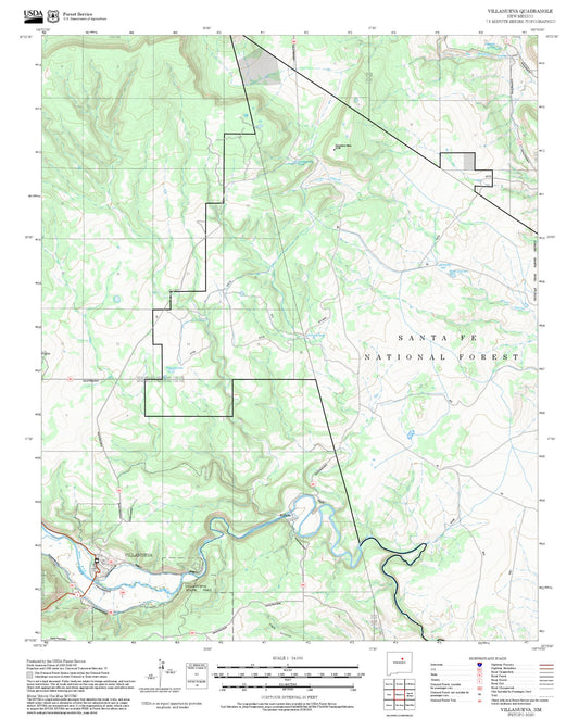2025 Forest Service Topo Map of Villanueva New Mexico