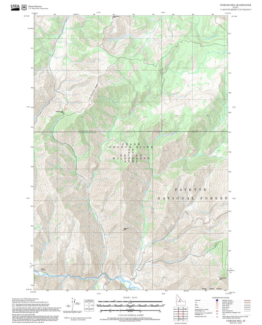 2025 Forest Service Topo Map of Vinegar Hill Idaho