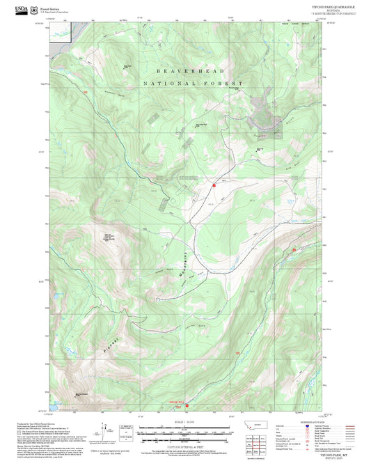 2025 Forest Service Topo Map of Vipond Park Montana