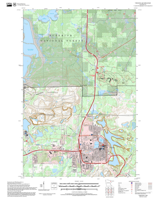 2025 Forest Service Topo Map of Virginia Minnesota