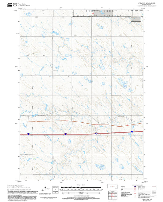2025 Forest Service Topo Map of Vivian NW South Dakota