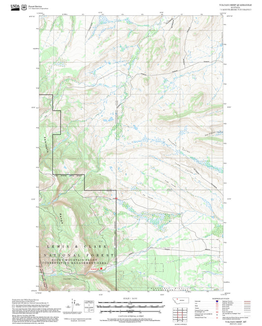 2025 Forest Service Topo Map of Volcano Reef Montana