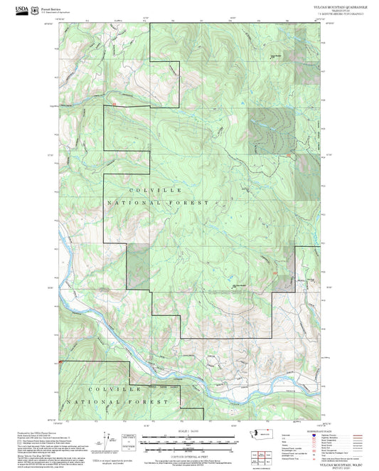 2025 Forest Service Topo Map of Vulcan Mountain Washington