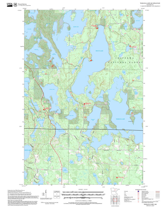 2025 Forest Service Topo Map of Wabana Lake Minnesota