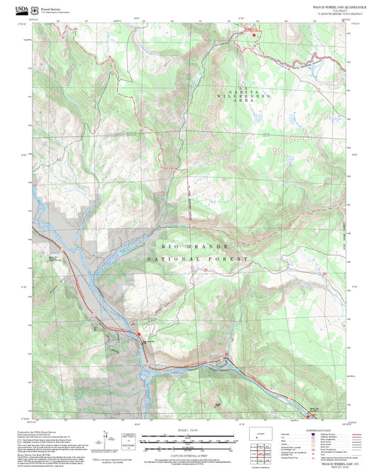 2025 Forest Service Topo Map of Wagon Wheel Gap Colorado