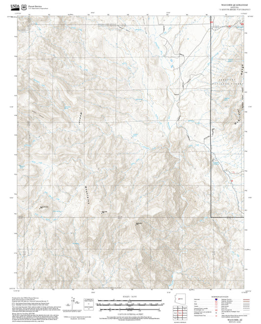 2025 Forest Service Topo Map of Wagoner Arizona